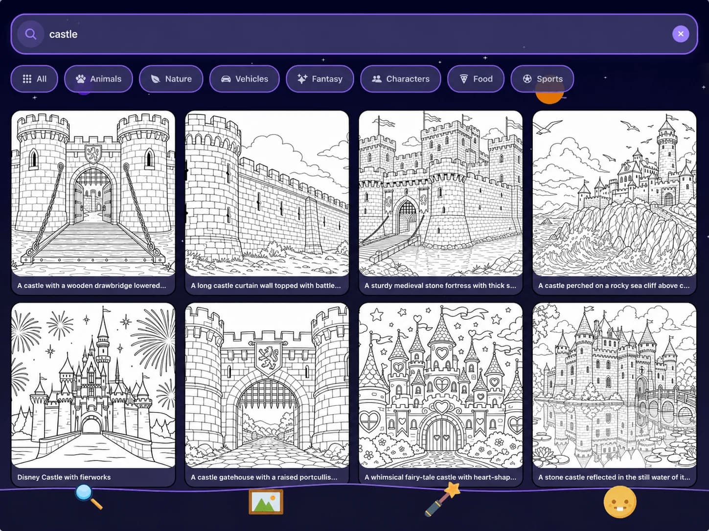 voilà coloring page discovery interface